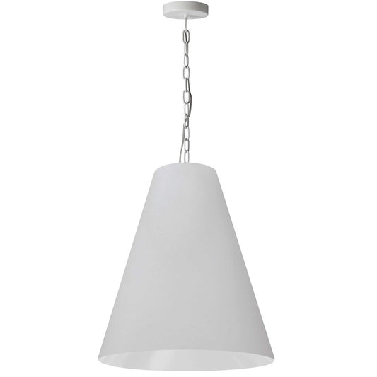Dainolite Anaya 20in 1-Light Pendant | Transitional White Fabric Tapered Drum and Matte White Metal | Kitchen Island & Dining Room | Model ANA-M-MW-790