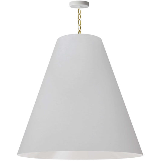 Dainolite Anaya 32in 1-Light Pendant | Transitional Aged Brass and White Fabric | Kitchen, Foyer & Living Room | 32 x 32 x 30 in | Model ANA-XL-AGB-790