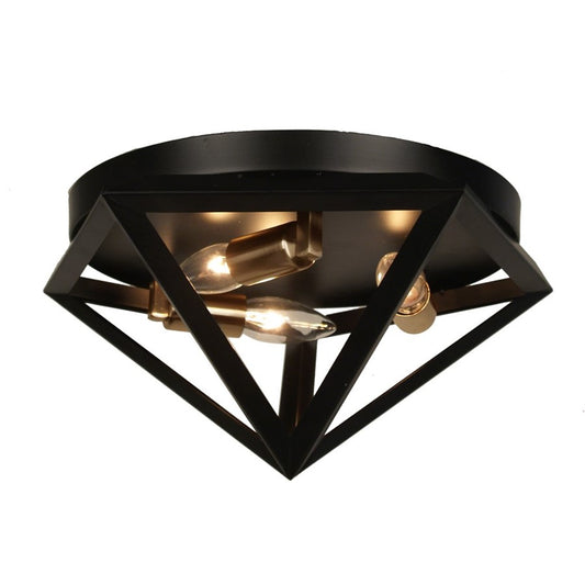 Dainolite Archello 12in 3-Light Flush Mount | Transitional Matte Black and Antique Brass | Hallway & Bedroom Ceiling Light | Model ARC-123FH-AB