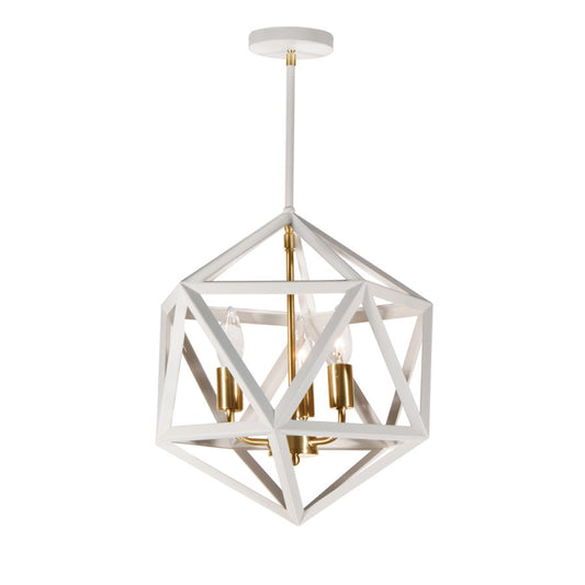 Dainolite Archello 13in 3-Light Chandelier | Contemporary White and Vintage Bronze Steel | Dining Room & Living Room | Model ARC-143C-WH-VB