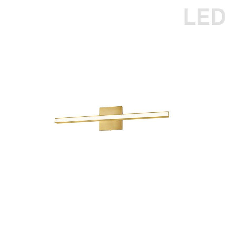 Dainolite Arandel 24in 1-Light LED Vanity Light | Modern Aged Brass Metal and White Acrylic | Bathroom Vanity & Powder Room | Model ARL-2418LEDW-AGB