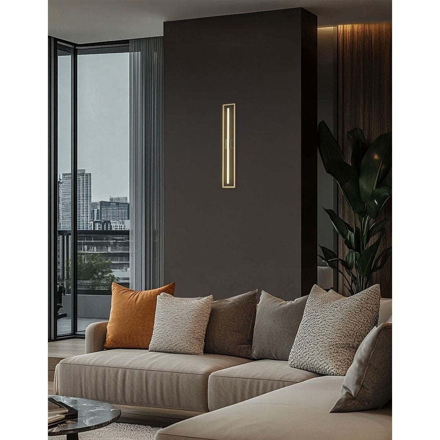 Dainolite Arandel 28in 1-Light Vanity Light | Modern Aged Brass/Matte Black and White Acrylic | Bathroom & Powder Room | Model ARL-2818LEDW-AGB-MB