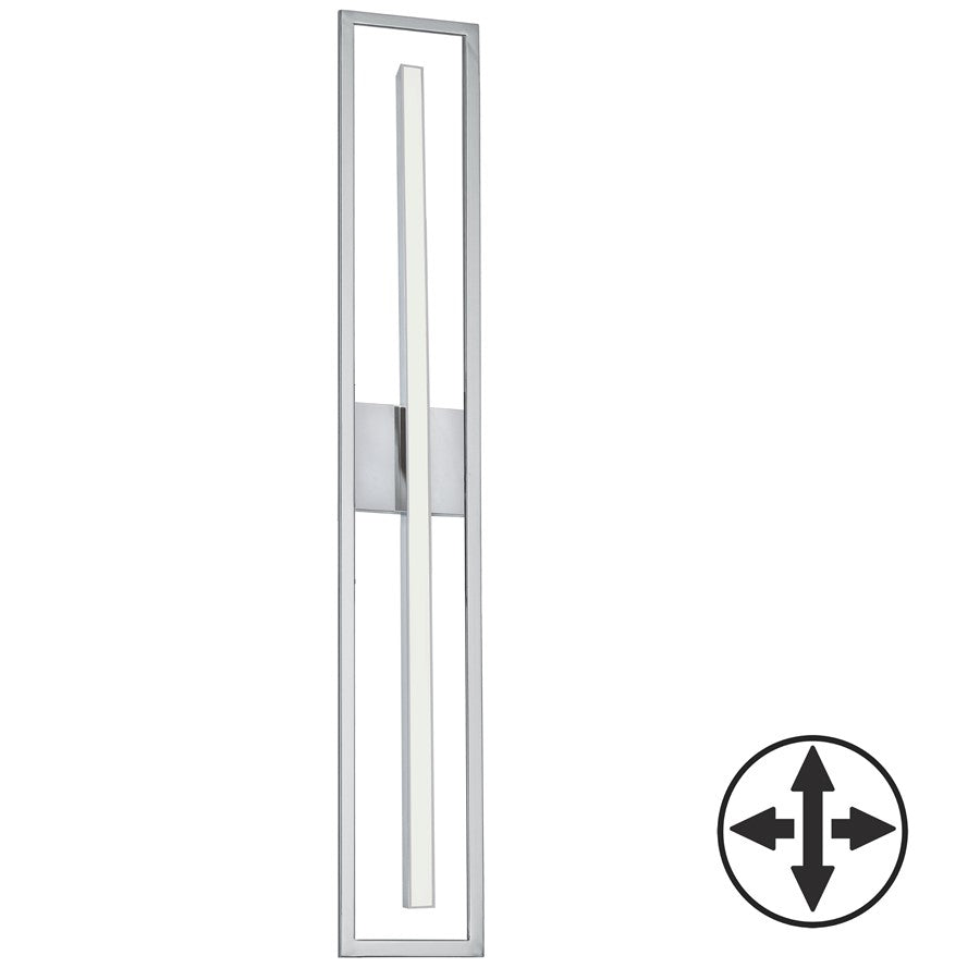 Dainolite Arandel 28in 1-Light Vanity Light | Modern Polished Chrome and White Acrylic | Bathroom & Powder Room | Model ARL-2818LEDW-PC