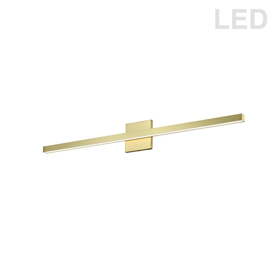 Dainolite Arandel 36in 1-Light Wall Sconce | Modern Aged Brass Metal and White Acrylic | Hallway & Bathroom | 1920 Lumens 3000K | Model ARL-3724LEDW-AGB