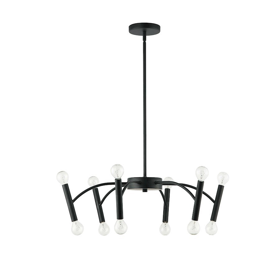 Dainolite Aragog 24in 12-Light Pendant | Modern Matte Black Metal | Kitchen Island & Dining Room | 24 x 24 x 6 in | Model ARO-2412P-MB