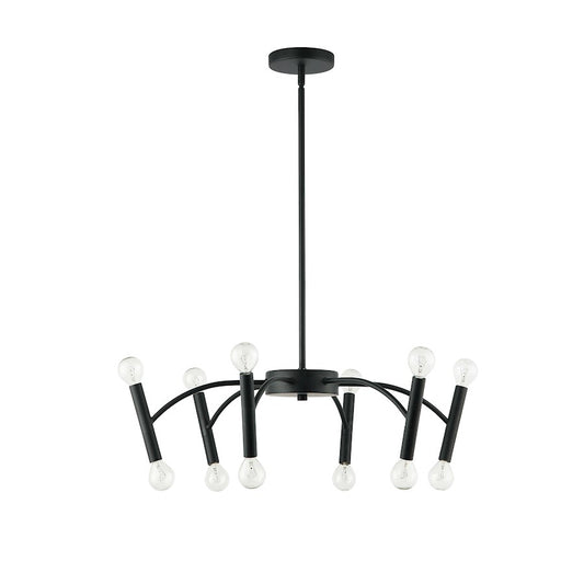 Dainolite Aragog 24in 12-Light Pendant | Modern Matte Black Metal | Kitchen Island & Dining Room | 24 x 24 x 6 in | Model ARO-2412P-MB