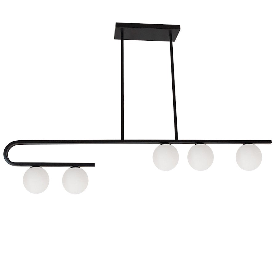 Dainolite Atlas 44in 5-Light Pendant | Modern Matte Black and Opal White Glass | Kitchen Island & Dining Room | 44 x 4 x 8 in | Model ATL-445HP-MB