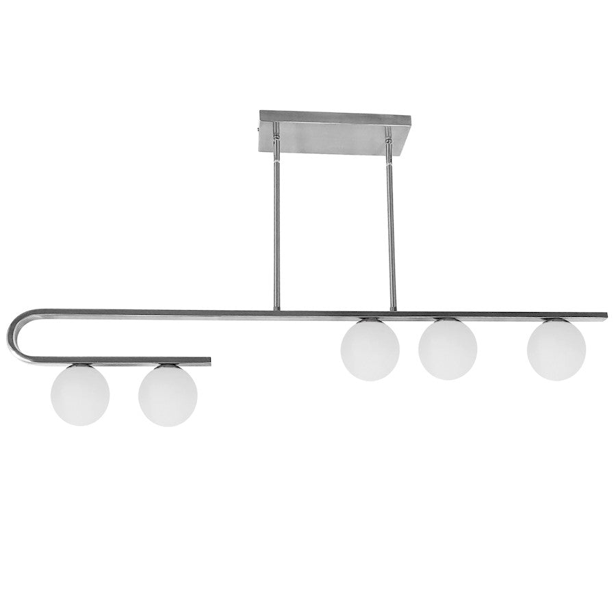 Dainolite Atlas 44in 5-Light Pendant | Modern Polished Chrome and Opal White Glass | Kitchen Island & Dining Room | 4 x 44 x 8 in | Model ATL-445HP-PC