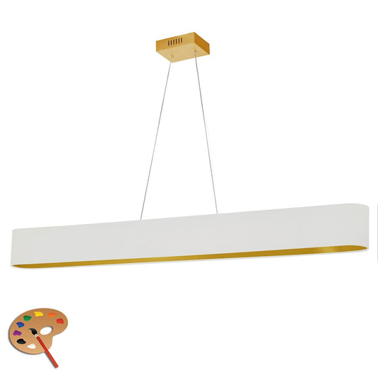 Dainolite Aubrey 51in 1-Light Oval Pendant | Modern White Fabric and Aged Brass Metal | Kitchen Island & Dining Room | Model AUB-R5030HP-AGB-692