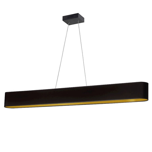 Dainolite Aubrey 51in 1-Light Oval Pendant | Modern Black Fabric and Matte Black Metal with Gold Accents | Kitchen Island | Model AUB-R5030HP-MB-698