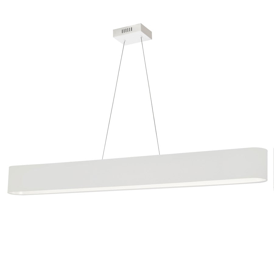 Dainolite Aubrey 51in 1-Light Horizontal Pendant | Modern Matte White Metal and White Fabric Shade | Kitchen & Dining Room | 4 | Model AUB-R5030HP-MW-790