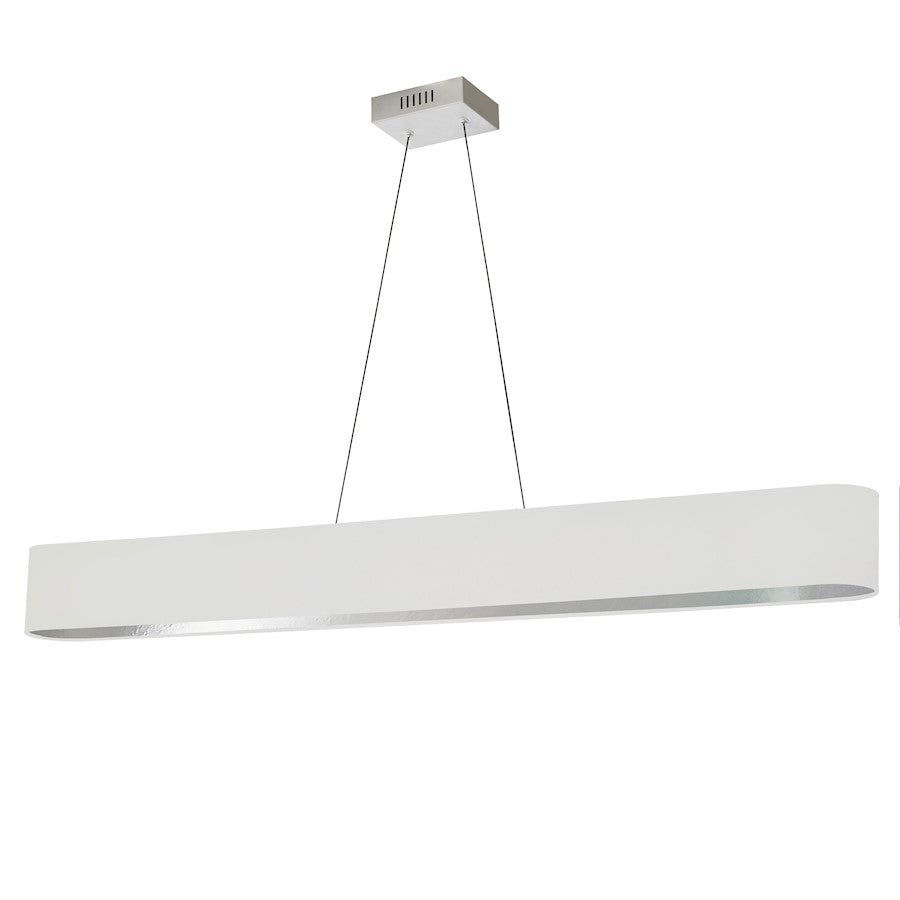 Dainolite Aubrey 51in 1-Light Oval Pendant | Modern White/Silver Fabric and Polished Chrome Metal | Kitchen Island & Dining | Model AUB-R5030HP-PC-691