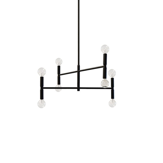 Dainolite Ava 18in 8-Light Chandelier | Modern Matte Black Metal | Dining Room & Living Room | 18 x 18 x 12 in | Model AVA-188C-MB