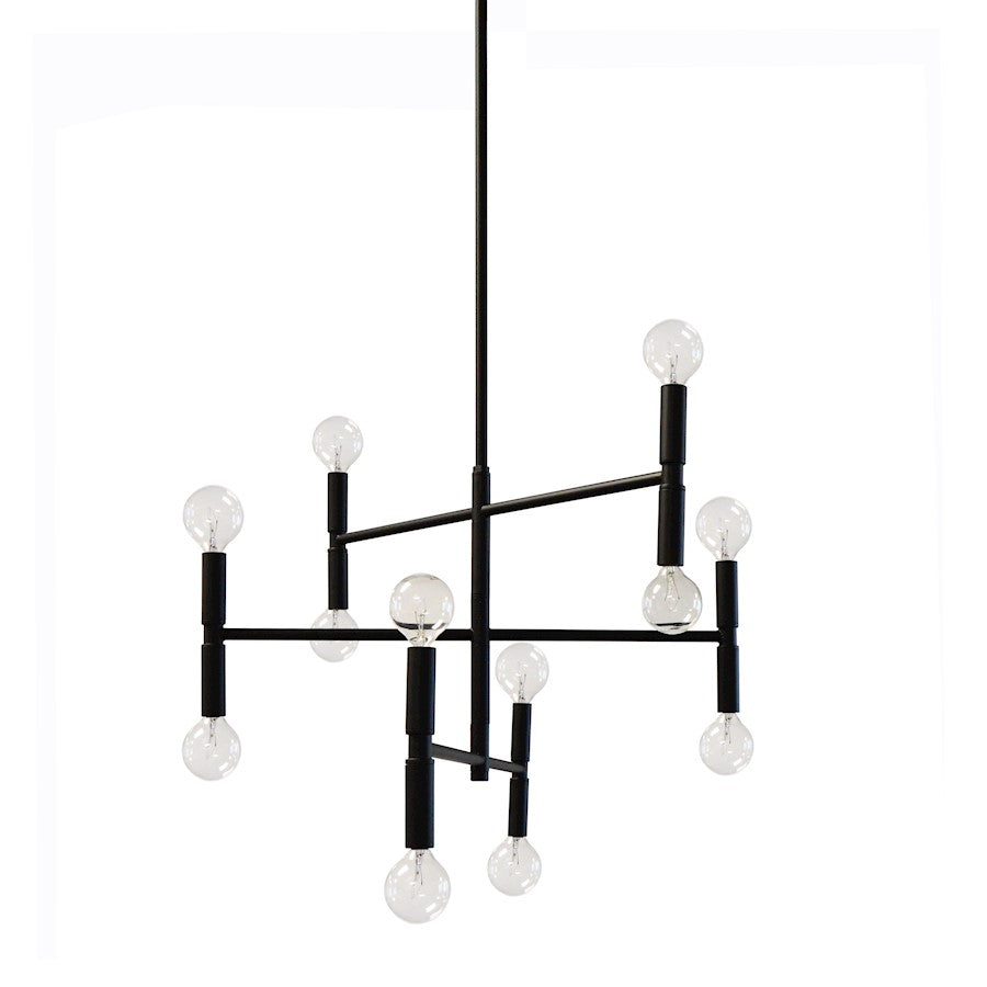 Dainolite Ava 21in 12-Light Chandelier | Modern Matte Black Metal | Dining Room & Living Room | 21 x 21 x 15 in | Model AVA-2012C-MB