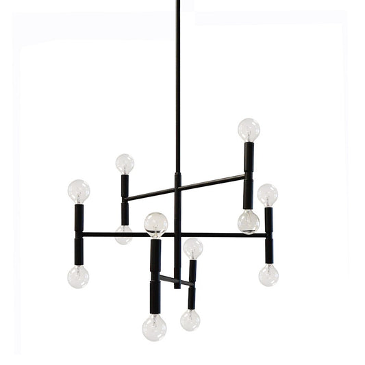 Dainolite Ava 21in 12-Light Chandelier | Modern Matte Black Metal | Dining Room & Living Room | 21 x 21 x 15 in | Model AVA-2012C-MB
