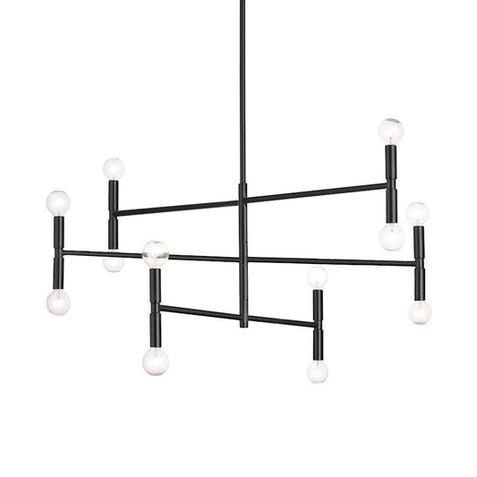 Dainolite Ava 30in 12-Light Chandelier | Matte Black Metal | Dining Room & Living Room | 30 x 30 x 15 in | Model AVA-3012C-MB