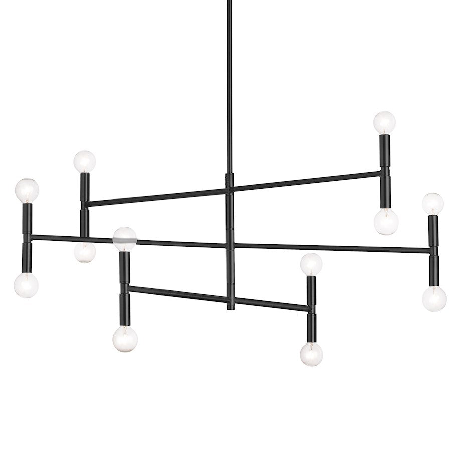 Dainolite Ava 40in 12-Light Chandelier | Matte Black Metal | Dining Room & Living Room | 40 x 40 x 18 in | Model AVA-4012C-MB