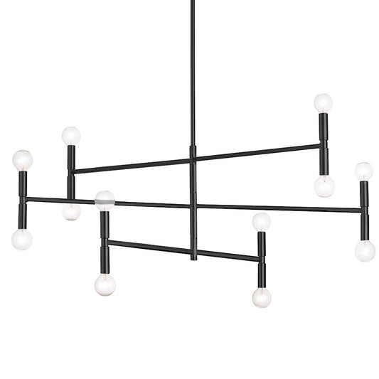 Dainolite Ava 40in 12-Light Chandelier | Matte Black Metal | Dining Room & Living Room | 40 x 40 x 18 in | Model AVA-4012C-MB