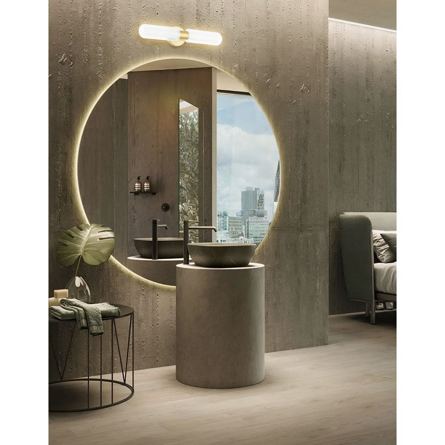 Dainolite Balbina 20in 2-Light Wall Sconce | Aged Brass and Clear/Frosted Glass | Bathroom & Powder Room | 6 x 5 x 20 in | Model BBA-192W-AGB