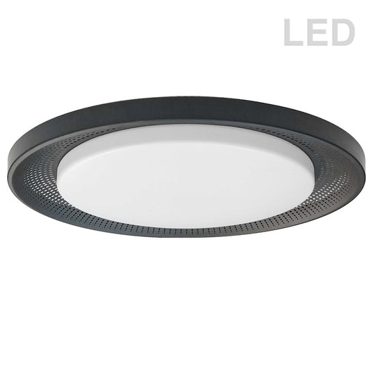 Dainolite Boullier 17in 1-Light Flush Mount | Modern Matte Black and White Acrylic | Bedroom & Hallway | 17 x 17 x 2 in | Model BLL-1730LEDFH-MB
