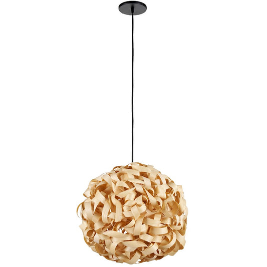 Dainolite Bailey 16in 1-Light Pendant | Traditional Black and Bamboo Globe | Kitchen Island & Foyer | 16 x 16 x 16 in | Model BLY-161P-MB