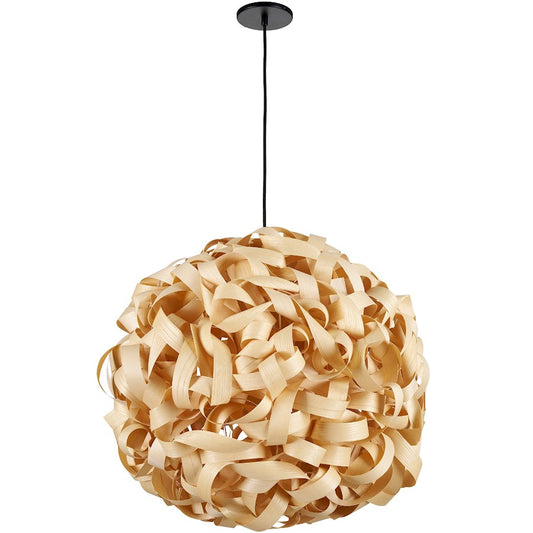 Dainolite Bailey 24in 1-Light Pendant | Traditional Black and Bamboo Globe | Kitchen Island & Foyer | 24 x 24 x 24 in | Model BLY-241P-MB