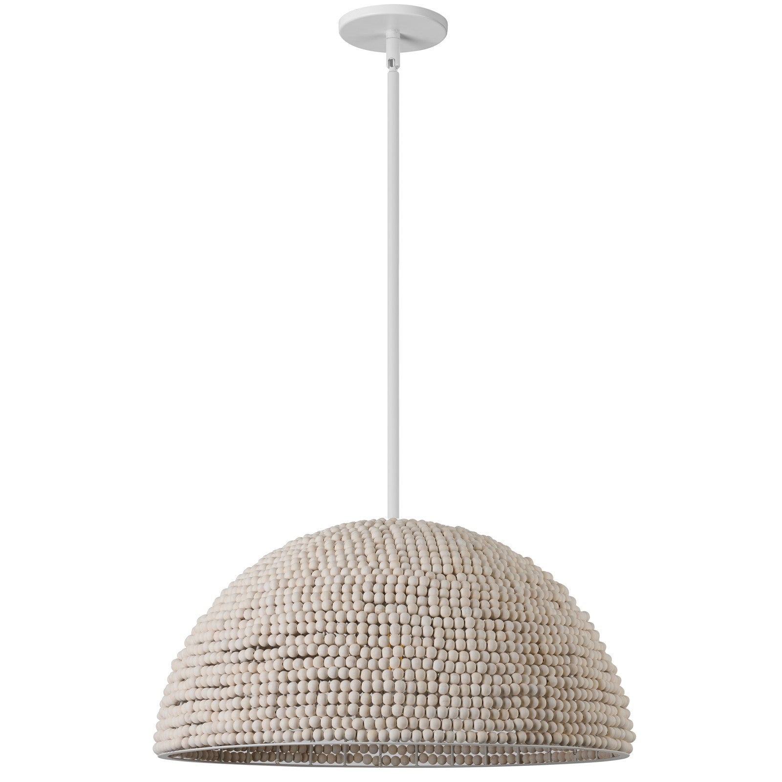 Dainolite Breanne 20in 1-Light Pendant | Transitional Matte White Metal and Vintage White Wood | Entryway & Dining Room | 20 x 20 x 10 | Model BRE-201P-VW