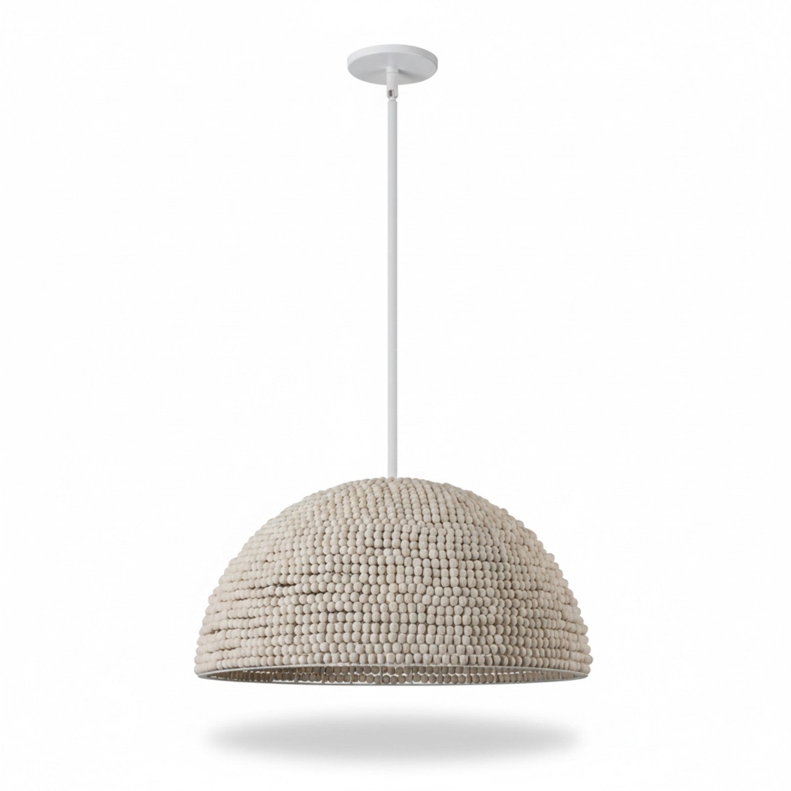 Dainolite Breanne 20in 1-Light Pendant | Transitional Matte White Metal and Vintage White Wood | Entryway & Dining Room | 20 x 20 x 10 | Model BRE-201P-VW