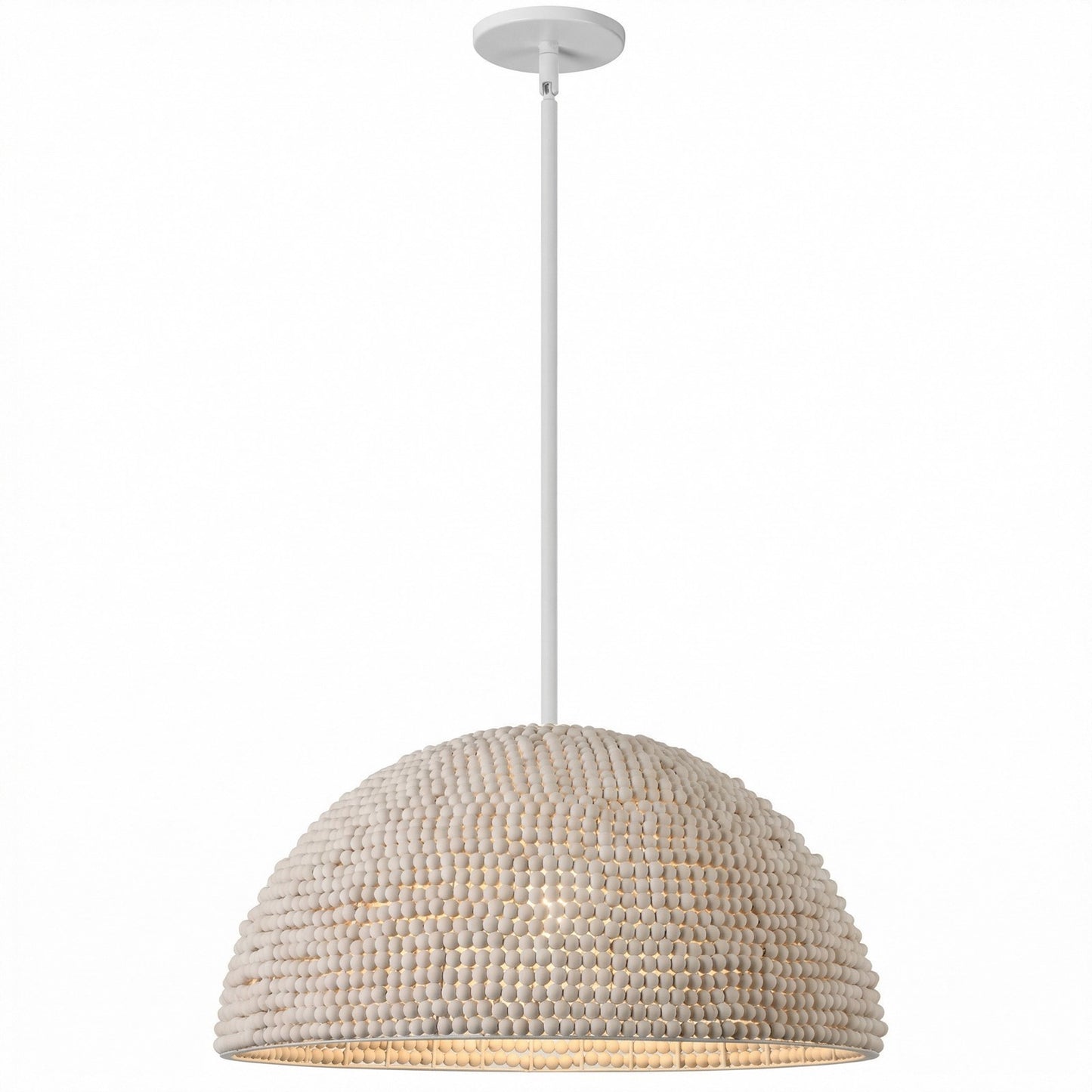 Dainolite Breanne 20in 1-Light Pendant | Transitional Matte White Metal and Vintage White Wood | Entryway & Dining Room | 20 x 20 x 10 | Model BRE-201P-VW