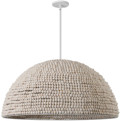 Dainolite Breanne 35in 4-Light Pendant | Transitional Matte White Metal and Vintage White Wood | Dining Room & Foyer | 35 x 35 x 17.75 | Model BRE-354P-VW