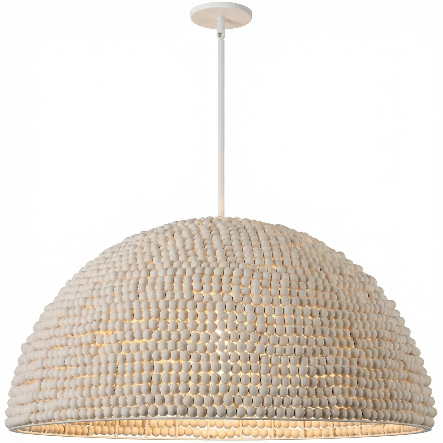 Dainolite Breanne 35in 4-Light Pendant | Transitional Matte White Metal and Vintage White Wood | Dining Room & Foyer | 35 x 35 x 17.75 | Model BRE-354P-VW
