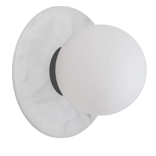Dainolite Brigitte 9in 1-Light Wall Sconce | Transitional White Faux Alabaster and Glass | Bathroom & Powder Room | Model BRG-91W-WH-ALB
