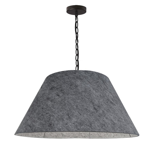 Dainolite Brynn 26in 1-Light Pendant | Transitional Grey Felt and Matte Black Metal | Kitchen Island & Dining Room | Model BRY-L-BK-500