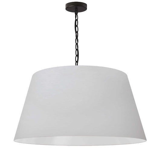 Dainolite Brynn 26in 1-Light Pendant | Transitional Matte White Fabric and Matte Black Metal | Kitchen Island & Dining Room | 26 x 26 | Model BRY-L-BK-790