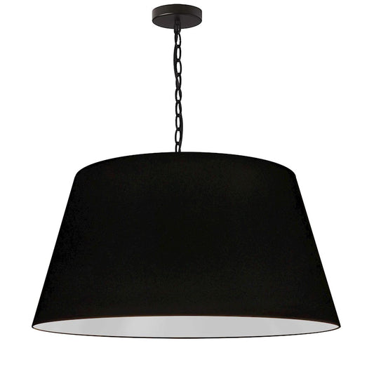 Dainolite Brynn 26in 1-Light Pendant | Transitional Black Metal and Matte White Fabric Shade | Kitchen Island & Dining Room | Model BRY-L-BK-797