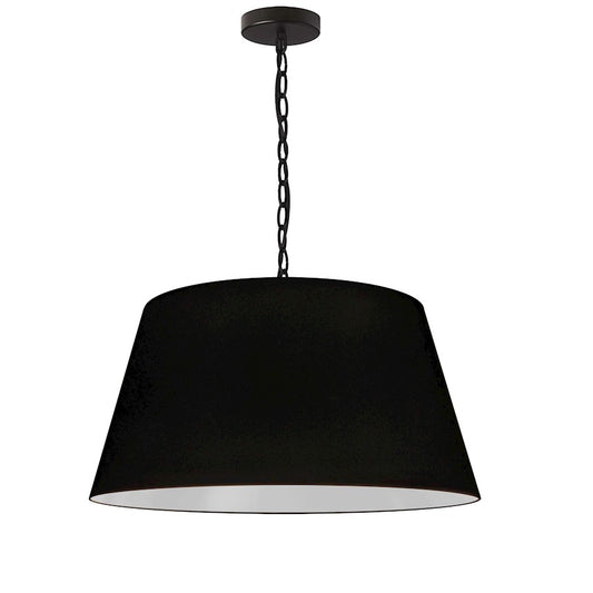 Dainolite Brynn 20in 1-Light Pendant | Transitional Black Metal and Silver Fabric Drum Shade | Kitchen Island & Dining Room | 20 x 20 | Model BRY-M-BK-797