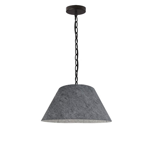 Dainolite Brynn 14in 1-Light Pendant | Transitional Grey Felt and Matte Black Metal | Kitchen Island & Dining Room | Model BRY-S-BK-500