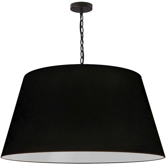 Dainolite Brynn 32in 1-Light Pendant | Transitional Black Metal and Silver Fabric Shade | Kitchen Island & Dining Room | 32 x 32 x | Model BRY-XL-BK-797