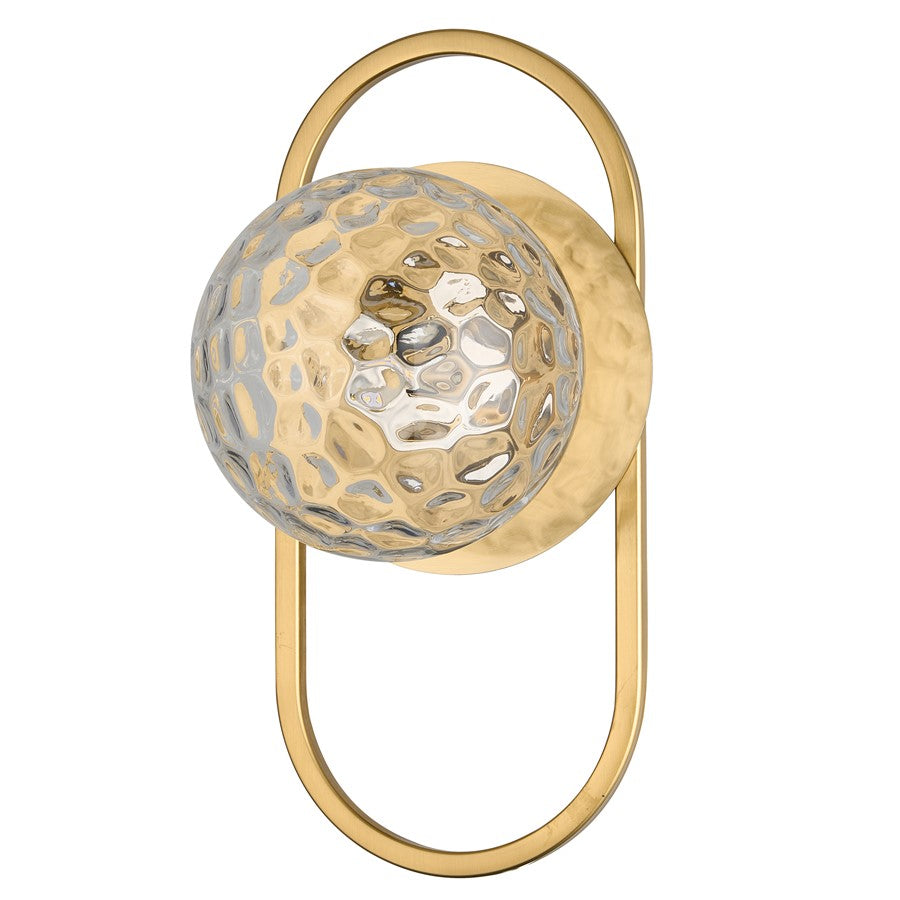 Dainolite Burlat 6in 1-Light Wall Sconce | Contemporary Aged Brass and Clear Glass | Hallway & Bedroom Accent | 6 x 6 x 12 in | Model BUR-121W-AGB-CLR