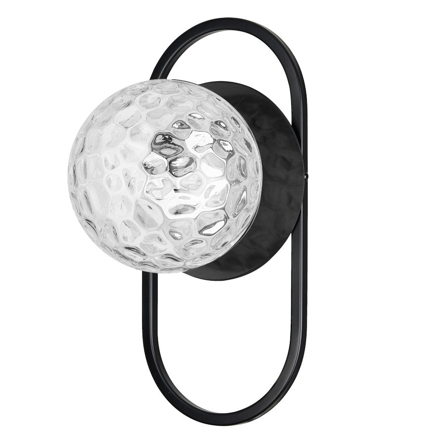 Dainolite Burlat 6in 1-Light Wall Sconce | Contemporary Matte Black and Clear Glass | Hallway & Bedroom Accent | 6 x 6 x 12 in | Model BUR-121W-MB-CLR