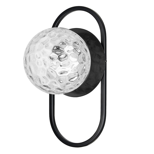 Dainolite Burlat 6in 1-Light Wall Sconce | Contemporary Matte Black and Clear Glass | Hallway & Bedroom Accent | 6 x 6 x 12 in | Model BUR-121W-MB-CLR