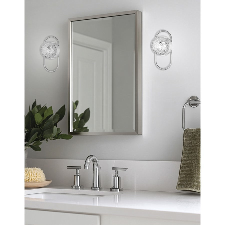 Dainolite Burlat 6in 1-Light Wall Sconce | Contemporary Polished Chrome and Clear Glass | Hallway & Bedroom | 6 x 6 x 12 in | Model BUR-121W-PC-CLR