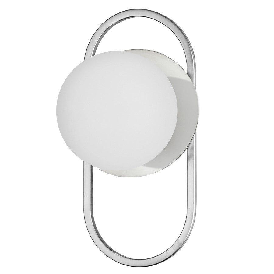 Dainolite Burlat 6in 1-Light Wall Sconce | Contemporary Polished Chrome and White Glass | Hallway & Bedroom | 6 x 6 x 12 in | Model BUR-121W-PC-WH