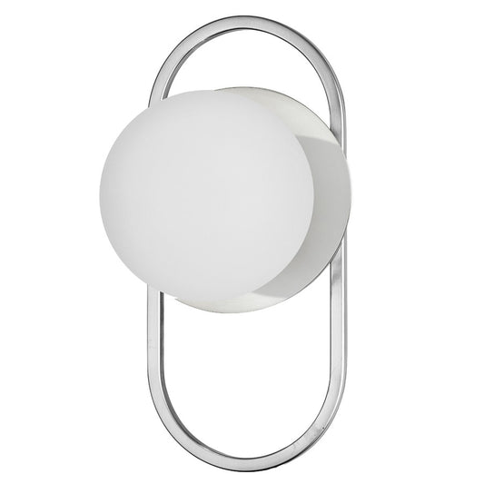 Dainolite Burlat 6in 1-Light Wall Sconce | Contemporary Polished Chrome and White Glass | Hallway & Bedroom | 6 x 6 x 12 in | Model BUR-121W-PC-WH