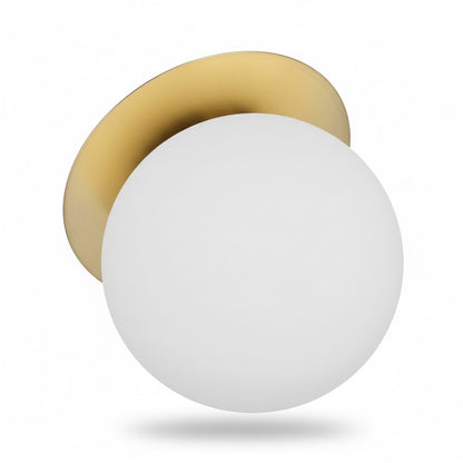 Dainolite Burlat 12.5in 1-Light Wall Sconce | Contemporary Aged Brass Metal and White Glass Globe | Bathroom & Hallway | 12.5 x | Model BUR-131W-AGB-WH