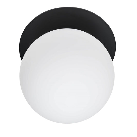 Dainolite Burlat 12.5in 1-Light Wall Sconce | Contemporary Matte Black Metal and White Glass | Hallway & Bathroom Accent | 12.5 x | Model BUR-131W-MB-WH