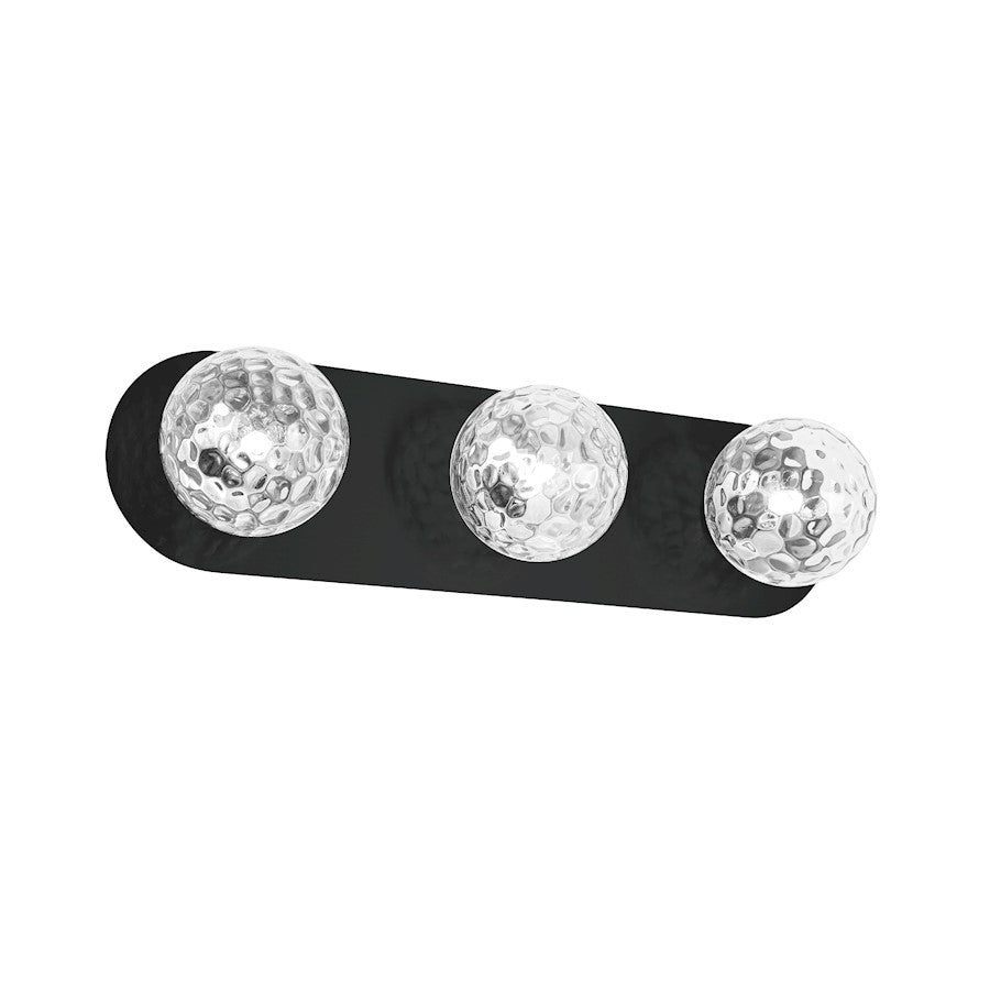Dainolite Burlat 24in 3-Light Vanity Light | Contemporary Matte Black and Clear Glass | Bathroom Vanity | 24.5 x 6.25 x 6 in | Model BUR-3W-MB-CLR