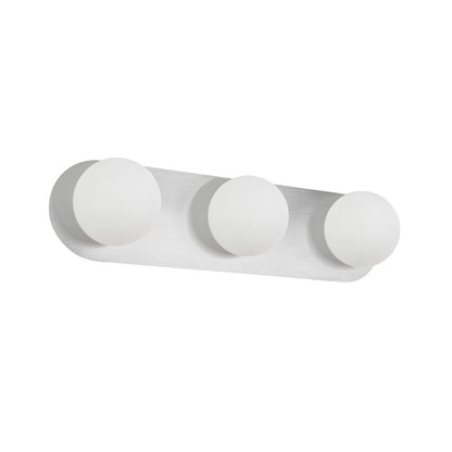 Dainolite Burlat 24in 3-Light Vanity Light | Contemporary Polished Chrome and White Glass | Bathroom Vanity | 24.5 x 6.25 x 6 in | Model BUR-3W-PC-WH