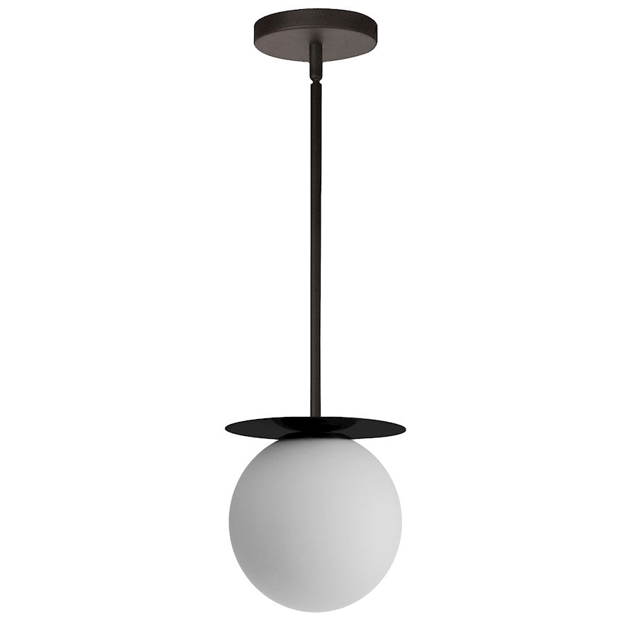 Dainolite Burlat 6in 1-Light Pendant | Contemporary Matte Black and White Glass | Kitchen Island | 6 x 6 x 6 in | Model BUR-51P-MB-WH