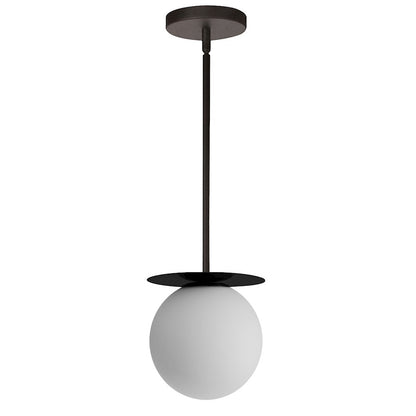 Dainolite Burlat 6in 1-Light Pendant | Contemporary Matte Black and White Glass | Kitchen Island | 6 x 6 x 6 in | Model BUR-51P-MB-WH